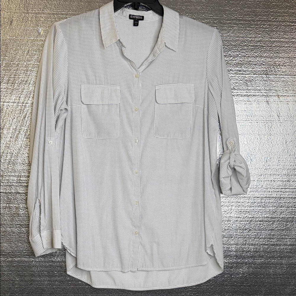 Express White with Black Dot Blouse